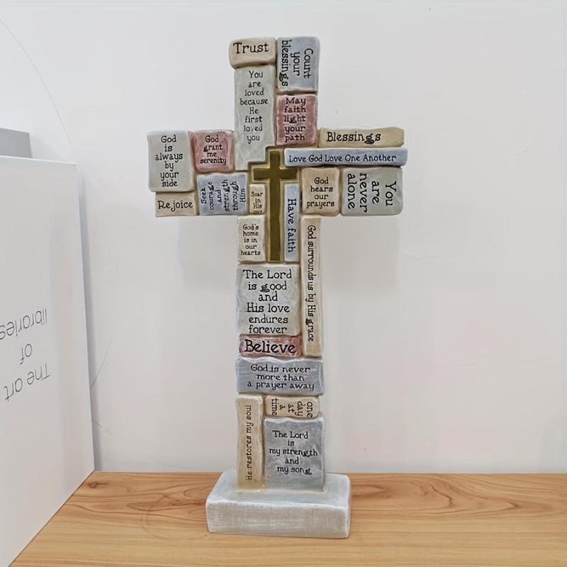 1pc Jesus Praying Holy Cross - Multipurpose Resin Decoration For Home, Garden And Halloween Christmas Easter