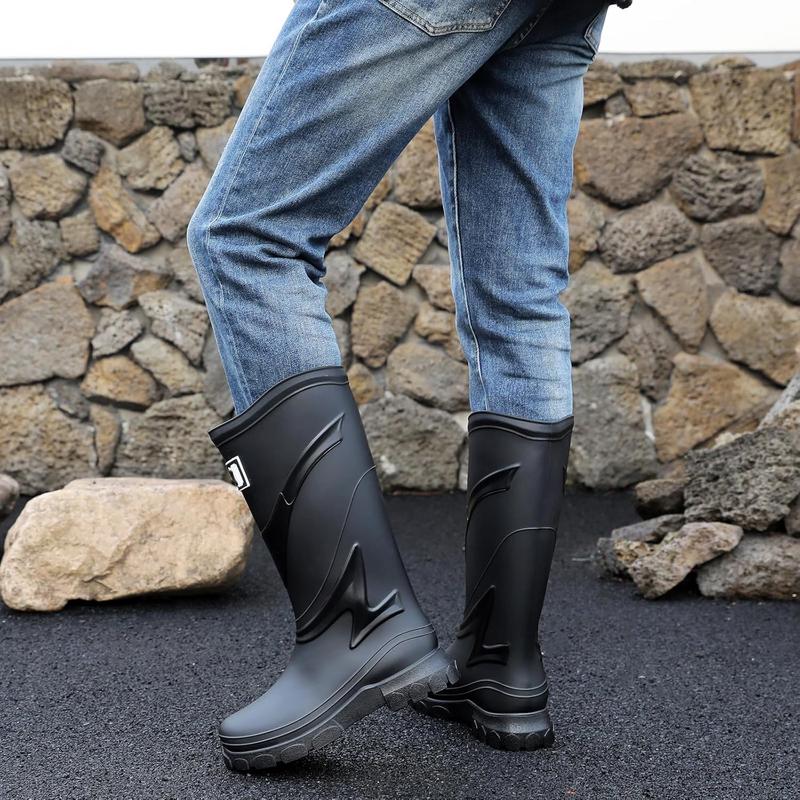 Rain Boots For Men Waterproof Pvc Rubber Boots Anti-Slip Durable Fishing Boots Comfort Lightweight Mens Rain Boots For Camping Garden Boots