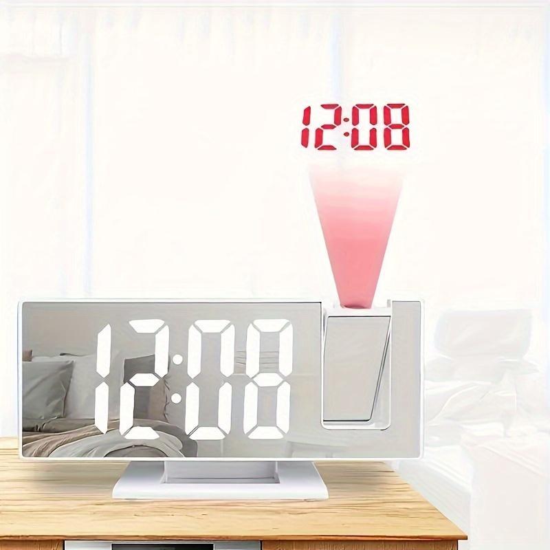 Mirror Projection Alarm Clock, 1 Count USB Charging 180 Degree Rotatable Projection Alarm Clock, Large Screen Digital Clock for Home Bedroom Living Room Office Decor