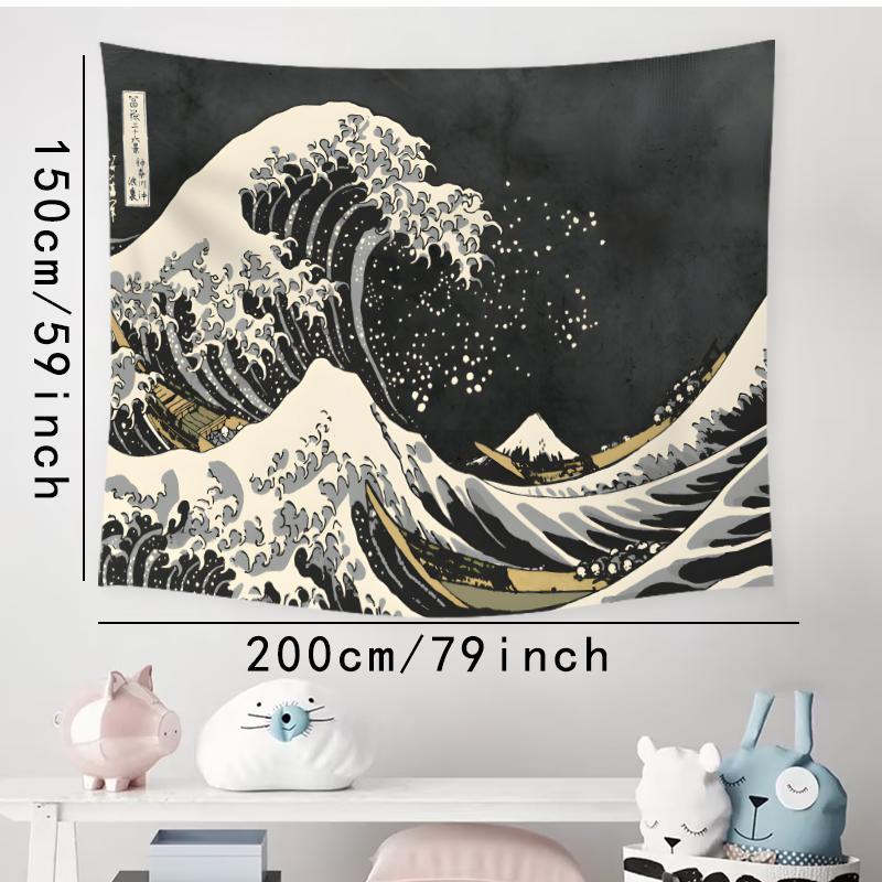 Wave Pattern Tapestry, 1 Count Aesthetic Wall Hanging Decor, Wall Art for Home Living Room Bedroom Study Room Office Dormitory