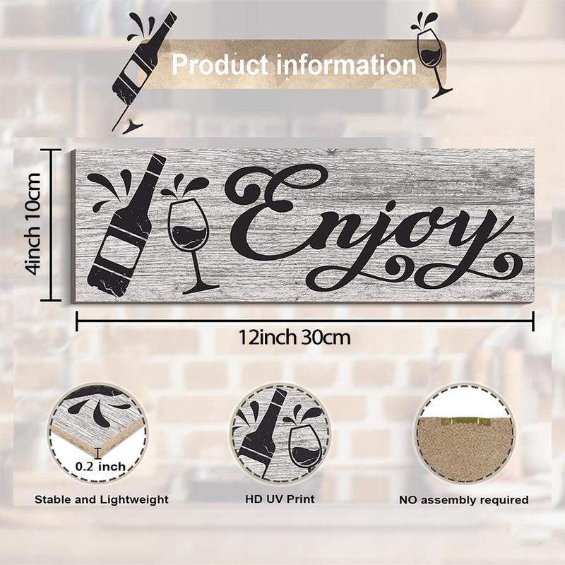 Wooden Letter Pattern Hanging Sign, 4pcs set Eat Drink Love Enjoy Wood Sign Plaque, Farmhouse Wall Decor for Kitchen Dining Room Bar Cafe