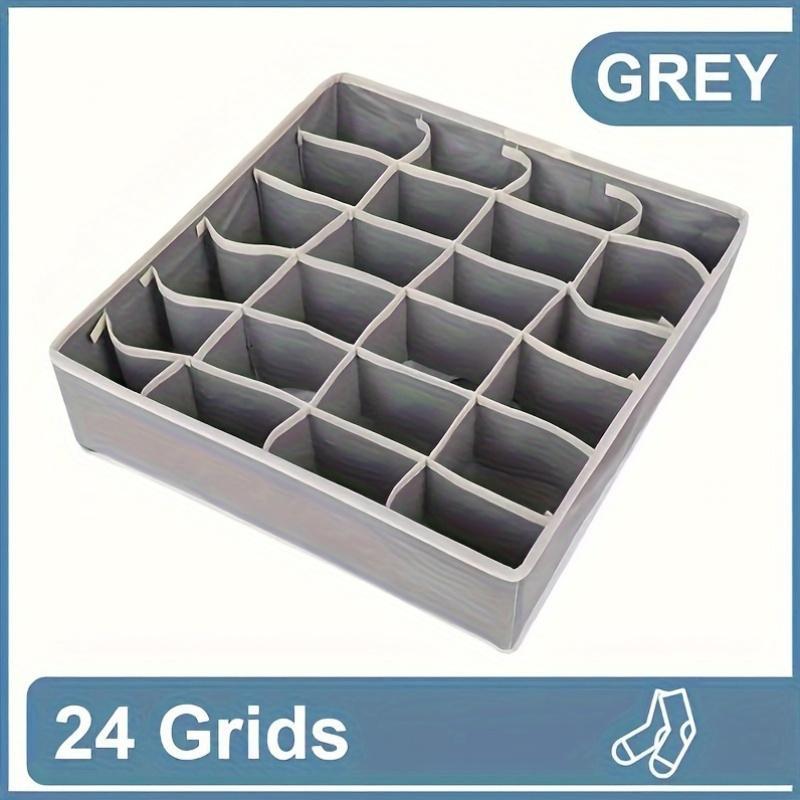 24 Grid Socks Storage Box, 1 Count Foldable Socks & Underwear Storage Box, Socks Storage Organizer, Home Organizer for Bedroom, Closet, Drawer