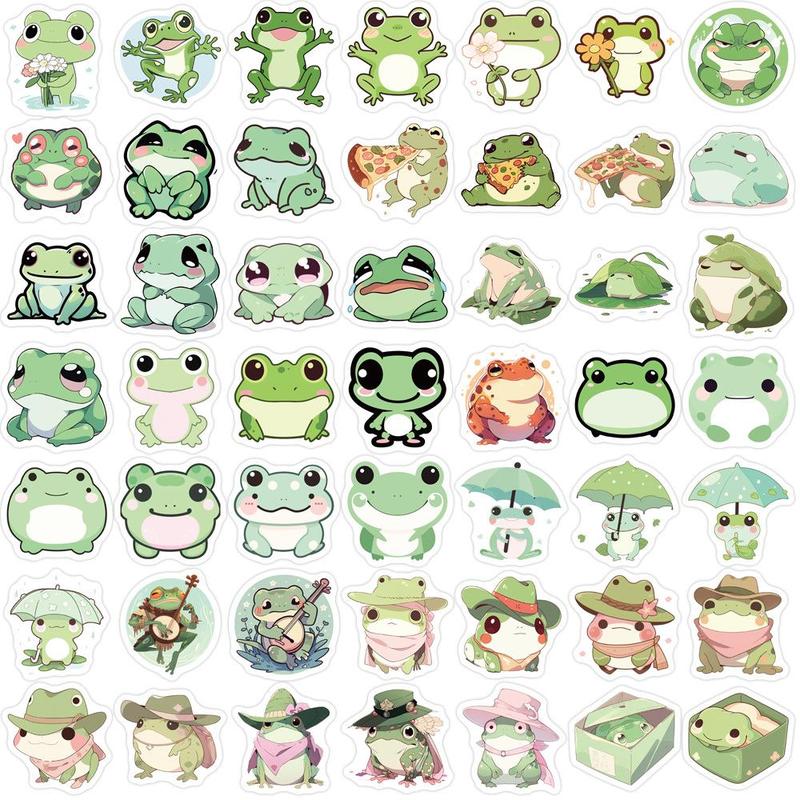 Cartoon Frog Pattern Car Stickers, 100pcs Waterproof Self Adhesive Car Decals, DIY Creative Graffiti Sticker For Gifts Bottle Scrapbook Phone Case Guitar Home Room Wall Decor