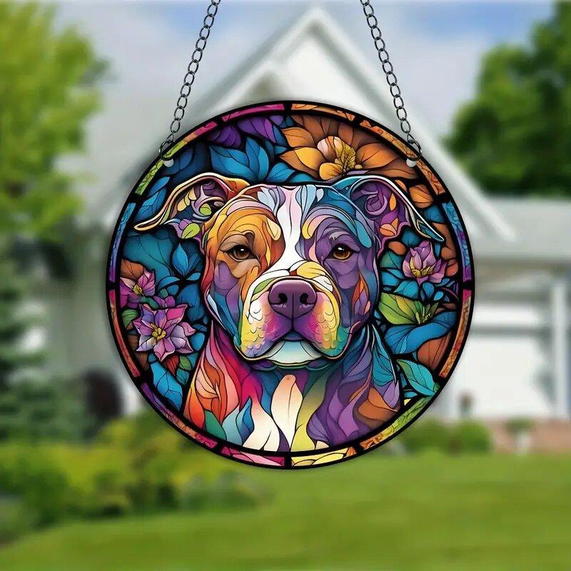 Dog Pattern Acrylic Hanging Ornament, Colorful Exquisite Hanging Decor, Window Hanging Decor, Home Decor for Living Room Bedroom