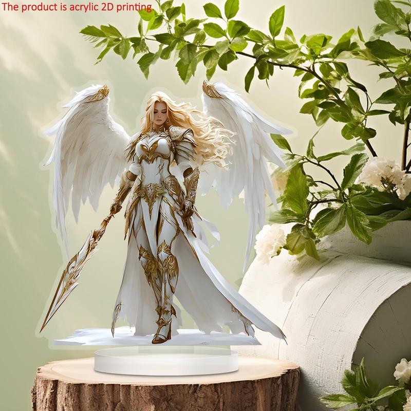 Angel Design Acrylic Plaque, 2D Flat Creative Desktop Decoration Sign, Home Decor Ornament for Home Office Bedroom Coffee Shop