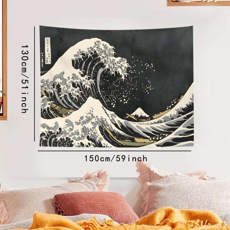 Wave Pattern Tapestry, 1 Count Aesthetic Wall Hanging Decor, Wall Art for Home Living Room Bedroom Study Room Office Dormitory