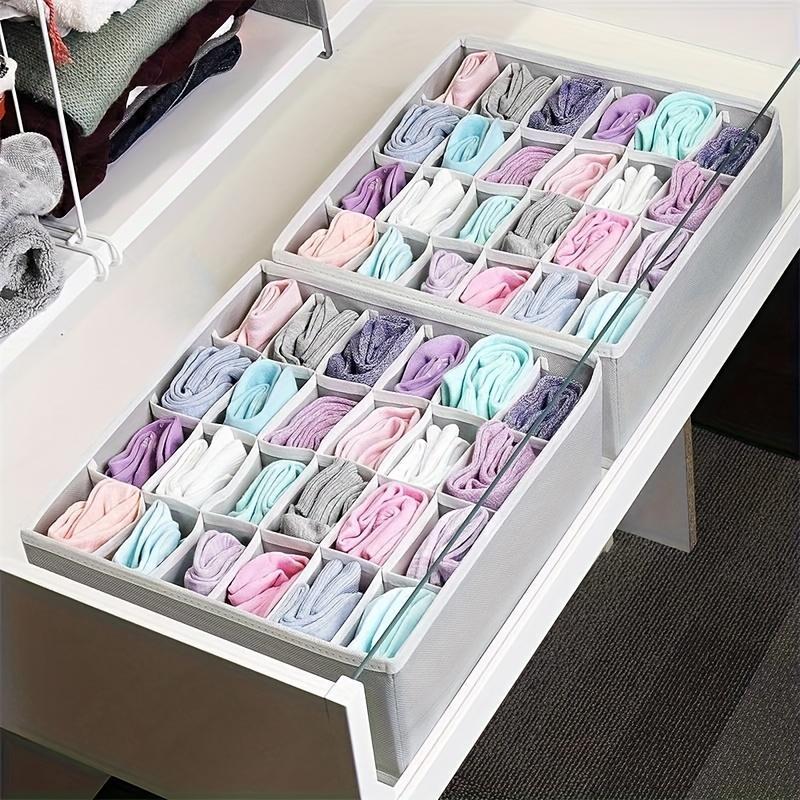 24 Grid Socks Storage Box, 1 Count Foldable Socks & Underwear Storage Box, Socks Storage Organizer, Home Organizer for Bedroom, Closet, Drawer