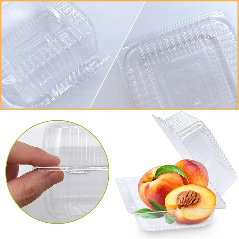 100 Pack Clear Plastic Take Out Container,Square Hinged Food Container,Dessert Clamshell Containers with Lids for Hamburgers,Cakes,,,