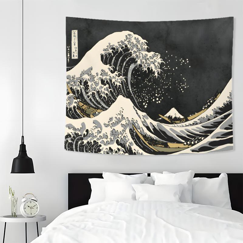 Wave Pattern Tapestry, 1 Count Aesthetic Wall Hanging Decor, Wall Art for Home Living Room Bedroom Study Room Office Dormitory