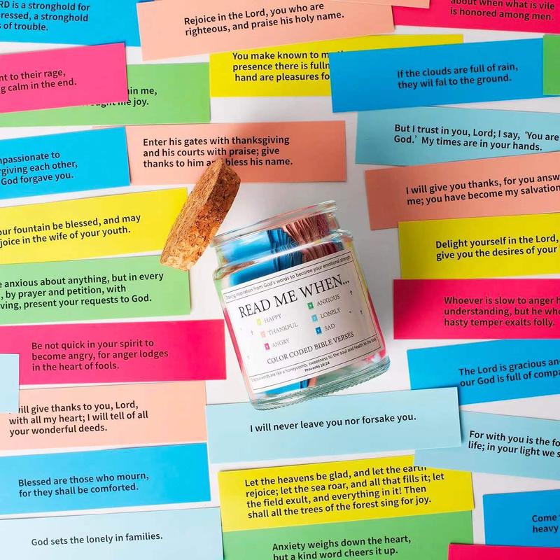 Inspirational Bible Verse Jar – Uplifting Scripture Cards for Emotions & Prayer, Christian Home Decor & Thoughtful Gift for All Ages