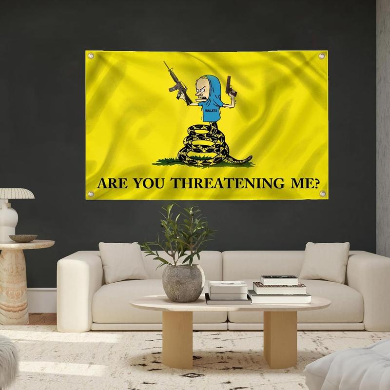 Are You Threatening Me Flag Banner 3x5FT Man Cave Banner, Man Cave Dorm Wall Living Room, College Dorm Tapestry Decor