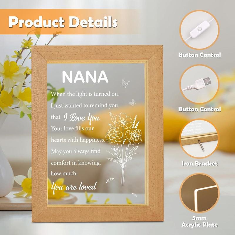 Grandma Gifts for Nana, Christmas Gifts, Mother's Day Gifts for Grandma, with Photo Frame, Birthday Gifts for Nana, Gifts for Grandma from Granddaughter Grandson (6.7 * 8.3in)