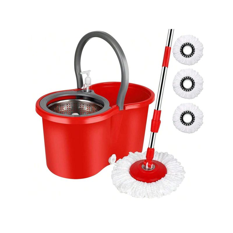 Spin Mop And Bucket With Wringer Set, 360° Mop And Bucket System With 3 Microfiber Mop Refills And 61