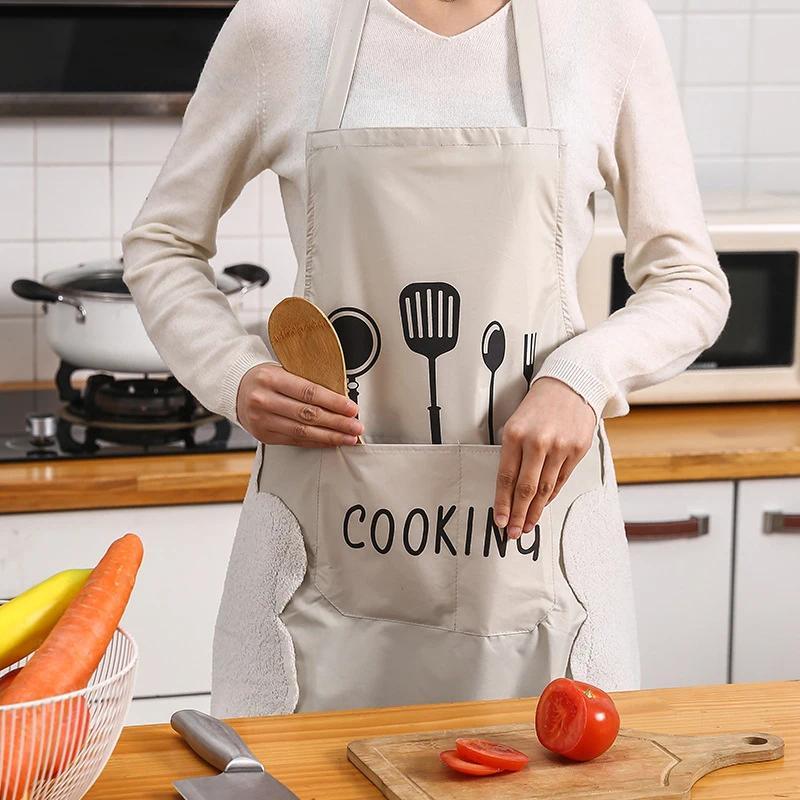 Kitchen Household Waterproof and Oil-proof Men and Women New Apron Floral Adjustable