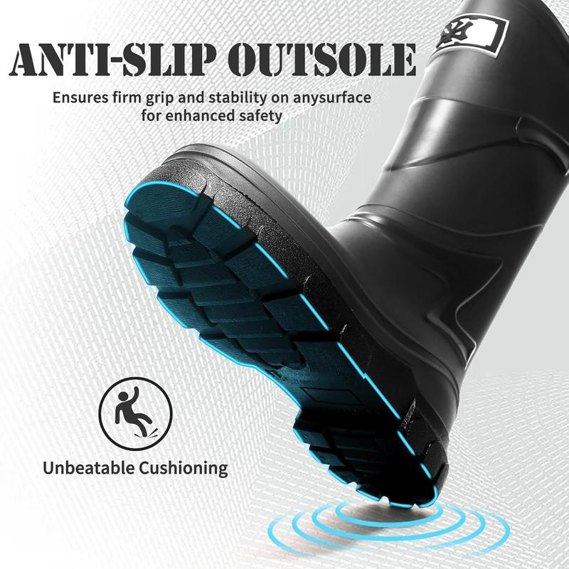 Rain Boots For Men Waterproof Pvc Rubber Boots Anti-Slip Durable Fishing Boots Comfort Lightweight Mens Rain Boots For Camping Garden Boots