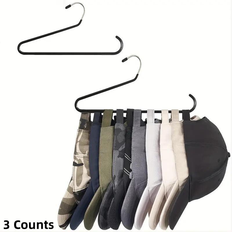 Baseball Cap Hanger, 3 Counts Space Saving Baseball Cap Hanger, Portable Hat Storage Hanger for Various Styles & Sizes Of Hats