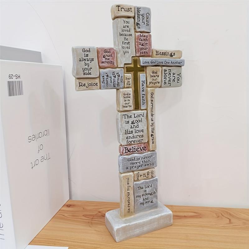 1pc Jesus Praying Holy Cross - Multipurpose Resin Decoration For Home, Garden And Halloween Christmas Easter