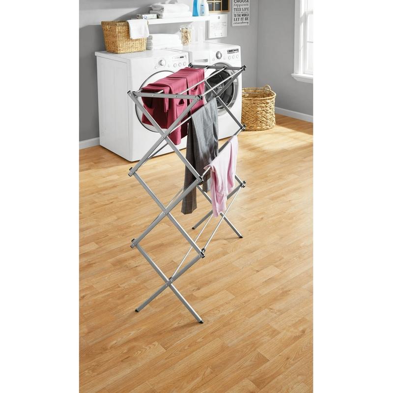 Oversized Collapsible Steel Laundry Drying Rack - Silver - Lightweight, Accessories Room