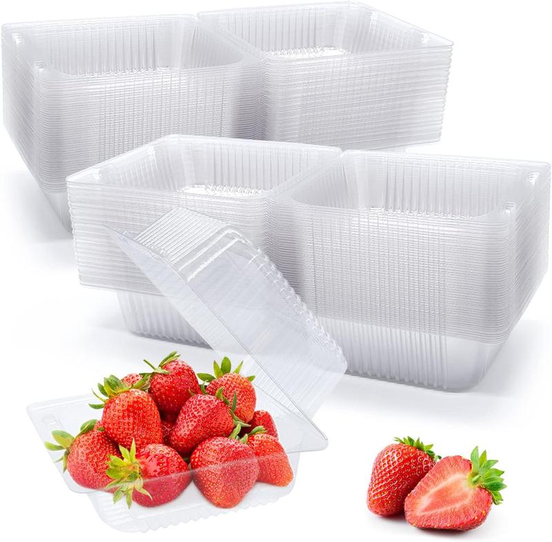 100 Pack Clear Plastic Take Out Container,Square Hinged Food Container,Dessert Clamshell Containers with Lids for Hamburgers,Cakes,,,