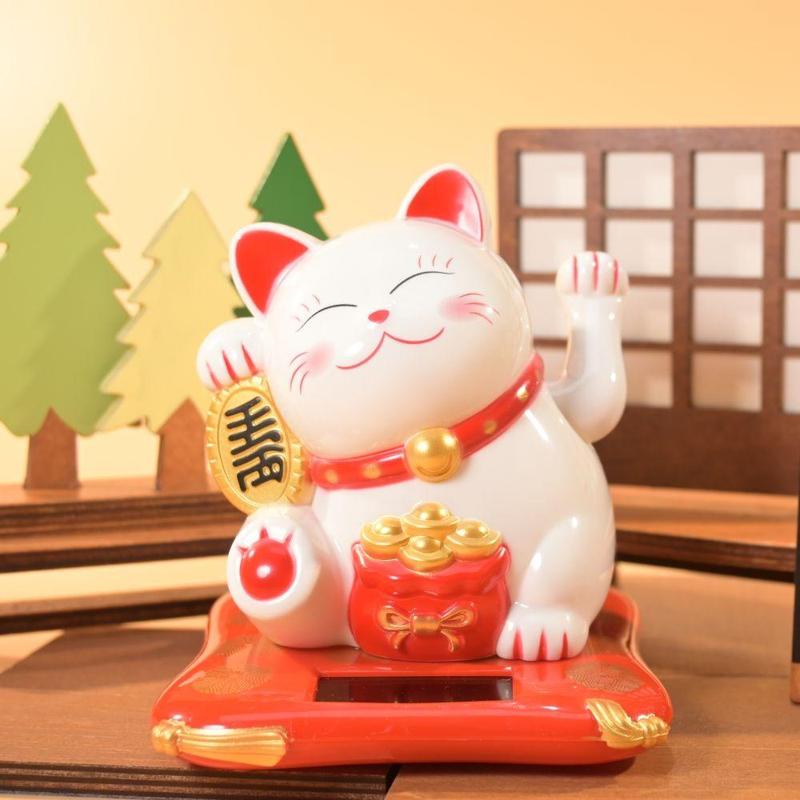 Cute Cat Design Fortune Cat Ornament, 2 Counts set Chinese New Year Good Luck Cat Ornament, Desktop Decoration for Home Office