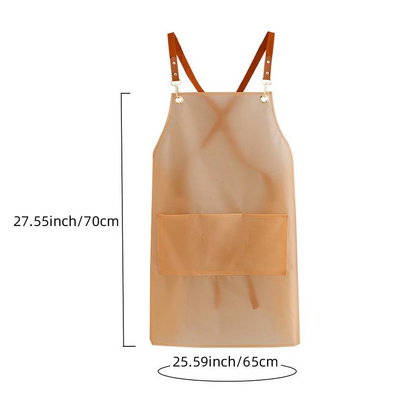 Waterproof Apron, 1 Count Transparent Kitchen Apron For Women, Oil-proof Apron With Pocket For Home Kitchen