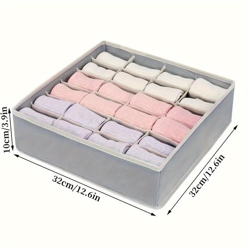 24 Grid Socks Storage Box, 1 Count Foldable Socks & Underwear Storage Box, Socks Storage Organizer, Home Organizer for Bedroom, Closet, Drawer