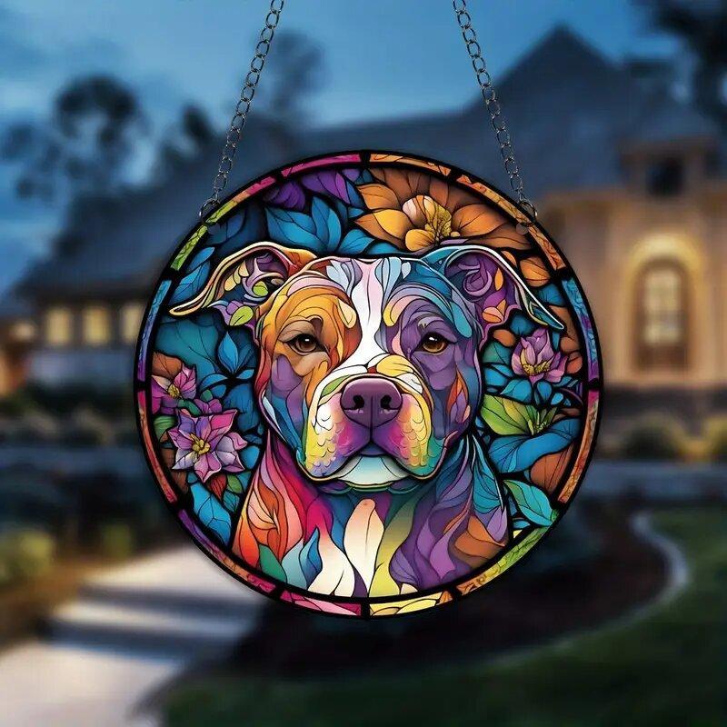 Dog Pattern Acrylic Hanging Ornament, Colorful Exquisite Hanging Decor, Window Hanging Decor, Home Decor for Living Room Bedroom