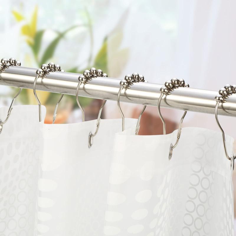 Amazer Shower Curtain Hooks, Decorative Rust Proof Stainless Steel Shower Curtain Hooks for Bathroom Shower Rods Set of 12