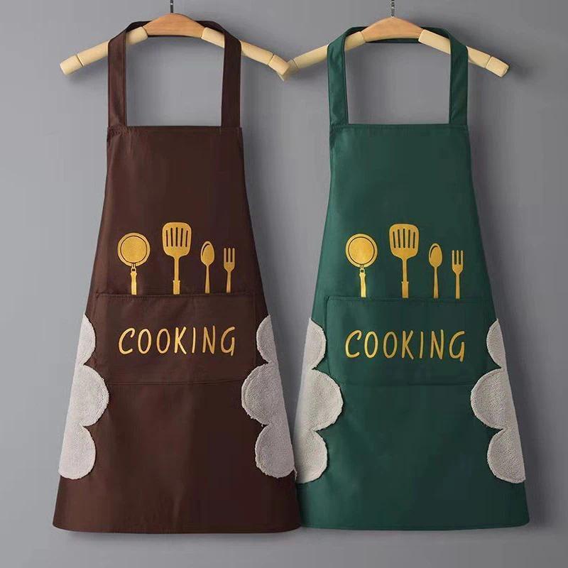 Kitchen Household Waterproof and Oil-proof Men and Women New Apron Floral Adjustable