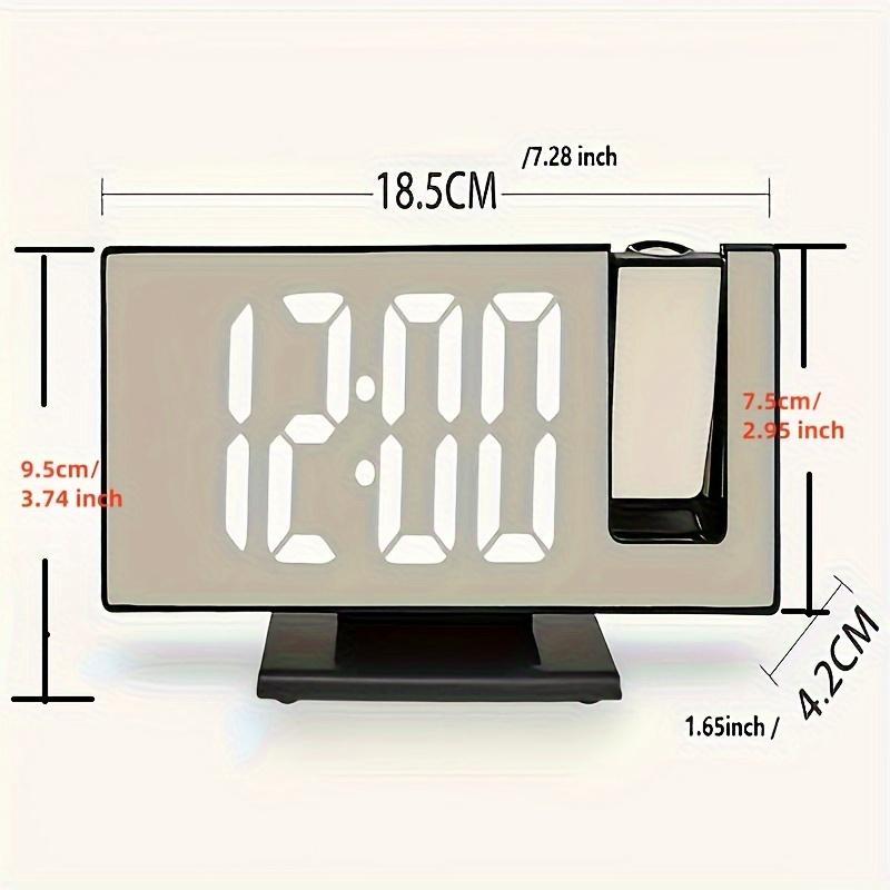 Mirror Projection Alarm Clock, 1 Count USB Charging 180 Degree Rotatable Projection Alarm Clock, Large Screen Digital Clock for Home Bedroom Living Room Office Decor