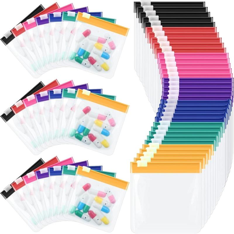 Colorful Zipper Bag, 35pcs set Reusable Translucent Self Sealing Medicine Organizer, Pouch Bags with Slide Lock for Pills Vitamin Jewelry Makeup Tools