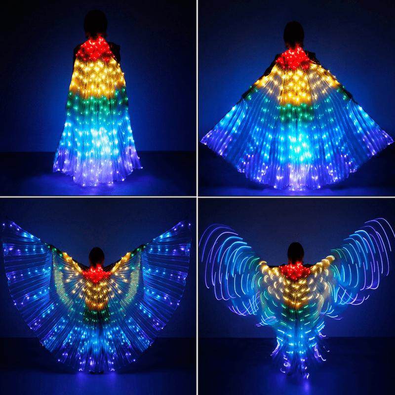 Led Colorful Big Bead Belly Dance Wing For Christmas And Halloween Party