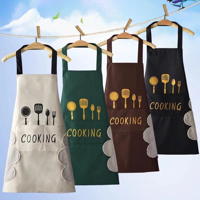 Kitchen Household Waterproof and Oil-proof Men and Women New Apron Floral Adjustable