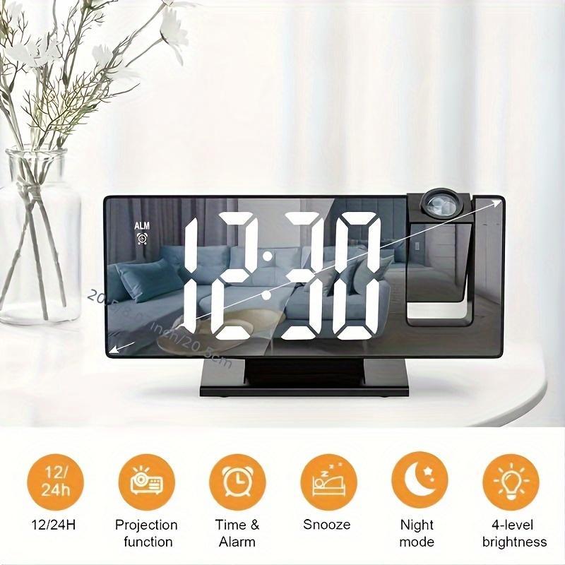 Mirror Projection Alarm Clock, 1 Count USB Charging 180 Degree Rotatable Projection Alarm Clock, Large Screen Digital Clock for Home Bedroom Living Room Office Decor