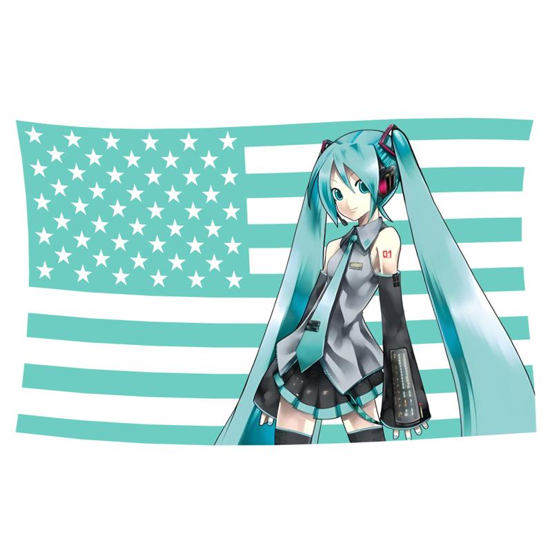 Anime Hatsune Miku Flag Funny Banner Tapestry Flag Suitable for Wall Decoration College Dormitory Indoor Outdoor Party Decoration Durable Room Decoration 3*5FT