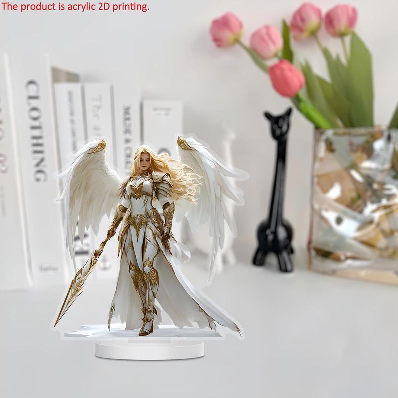 Angel Design Acrylic Plaque, 2D Flat Creative Desktop Decoration Sign, Home Decor Ornament for Home Office Bedroom Coffee Shop