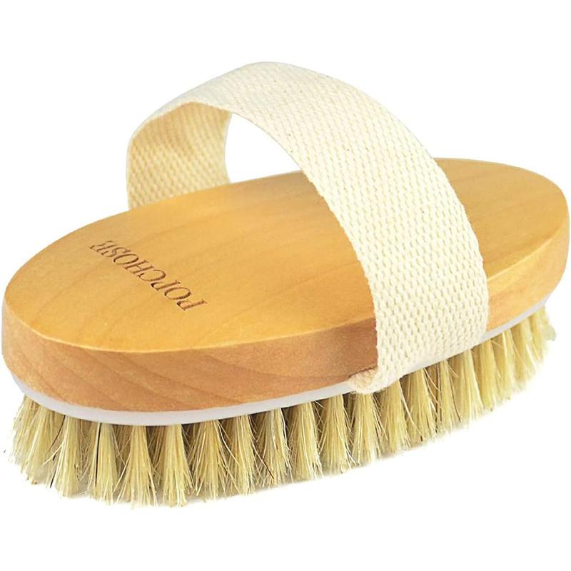 Dry Brushing Body Brush, Natural Bristle Dry Skin Exfoliating Brush Body Scrub for Flawless Skin, Cellulite Treatment, Lymphatic Drainage and Blood Circulation Improvement No brand