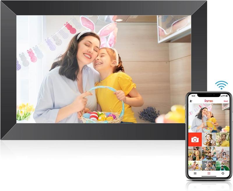 Frameo 10.1 Inch WiFi Digital Picture Frame, Quick-Easy Setup Digital Picture Frames 32GB Memory, Photo Frame Electronic HD IPS Touch Screen, Share Photos and Videos via Frameo App from Anywhere