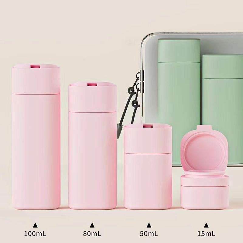 Travel Bottle Set, 6 Counts set Empty Refillable Squeeze Bottle with Storage Bag, Portable Travel Container for Shampoo, Conditioner, Lotion, Cream