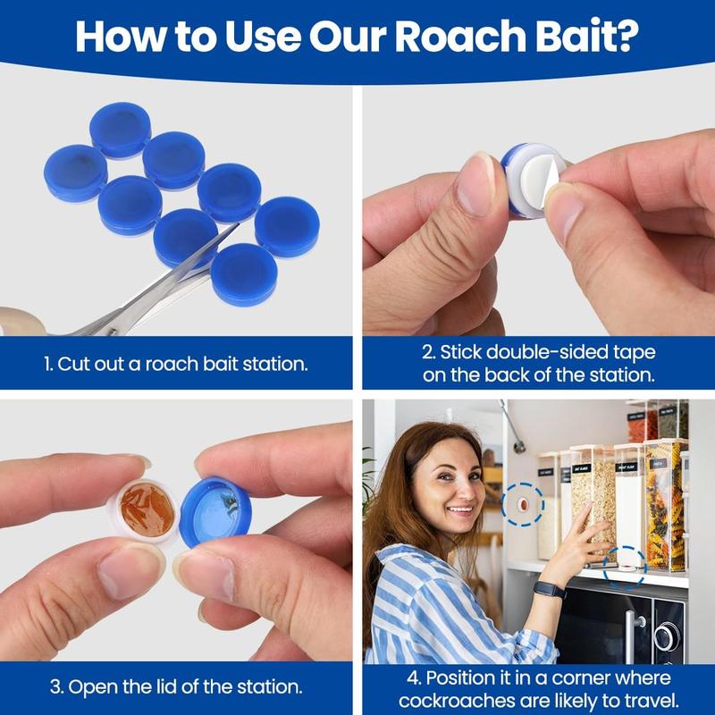 16PCS Roach Bait & Killer, Roach Repellent and Gel for Roach Nest Elimination of Indoor Infestations, Effective Solution for Small to Large Cockroaches, Easy to Use, Ideal for Hidden Areas