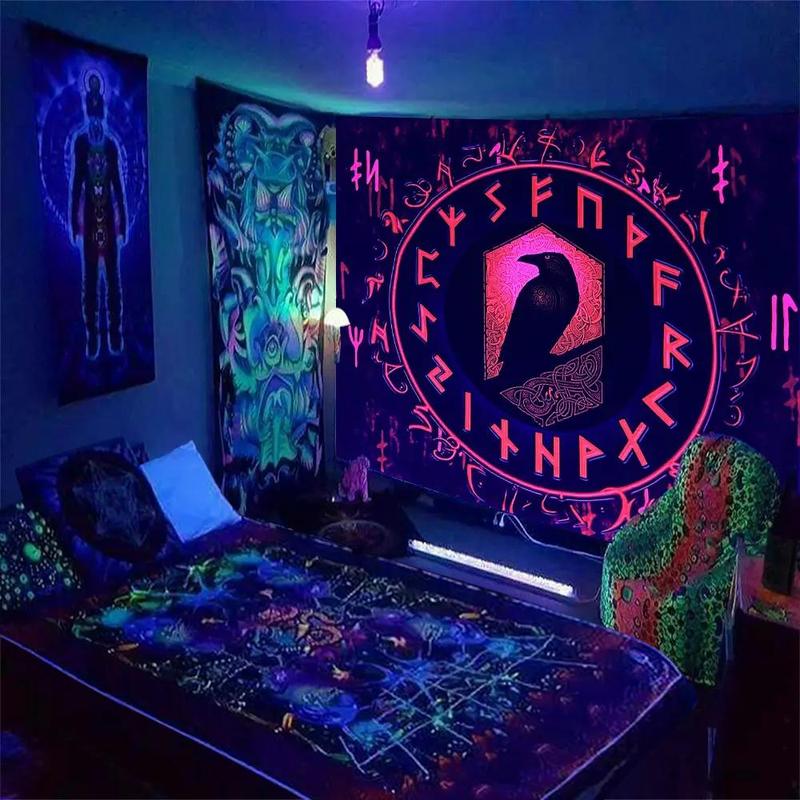 Creative Eagle Rune Pattern Fluorescent Tapestry for Room Decor, 1 Count Modern Stylish UV Blacklight Gothic Hanging Tapestry, Wall Hanging Decor for Home Living Room Bedroom Dormitory, Home Decor