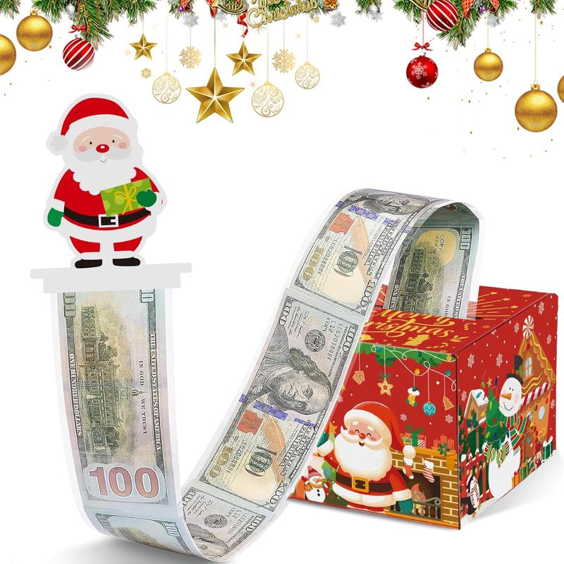 100Pcs Christmas Money Box for Cash Gift Pull - Christmas Surprise Money Gift Box for Boys Girls - DIY Money Pull Box with Transparent Bags - Best Gift for Kids Adults - Red