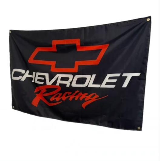 Chevy Racing Car Flag Black 3x5Feet  Tapestry   Wall Tapestry Decor Garage - 4 Brass Grommets