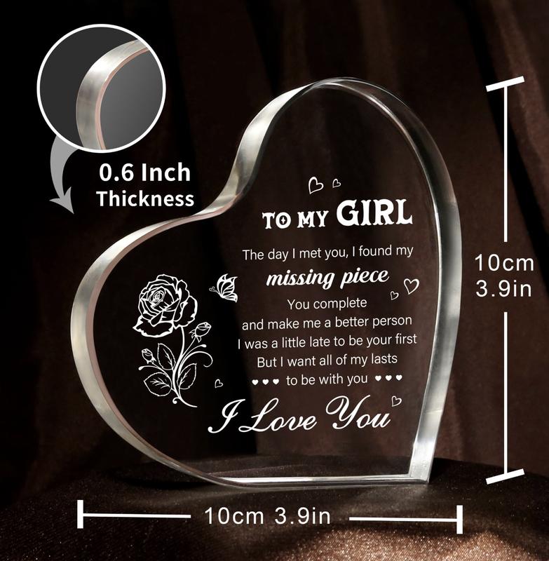 Gifts To My Girl, for Girlfriend Birthday Anniversary Valentines Day Gifts for Her, I Love You Acrylic Heart, Romantic Christmas Gifts for Girlfriend Women Gf Wife, Best Girlfriend Gift Ideas