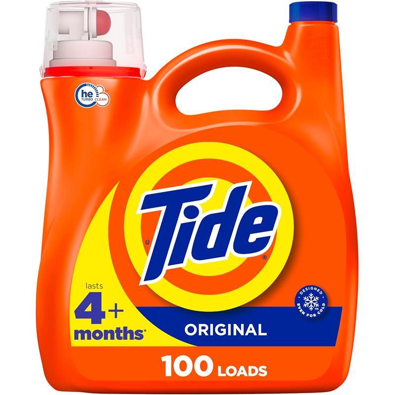 Tide Laundry Detergent Liquid, Original Scent, HE Compatible, 100 Loads, 132 fl oz