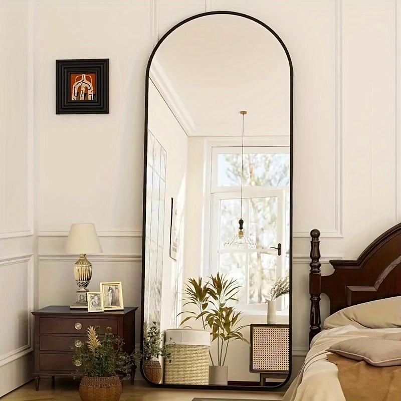 Arched Full Length Mirror, Full Body Mirror With Stand, Hanging Or Leaning For Wall, Aluminum Alloy Thin Frame Floor Standing For Hotels And Bathrooms