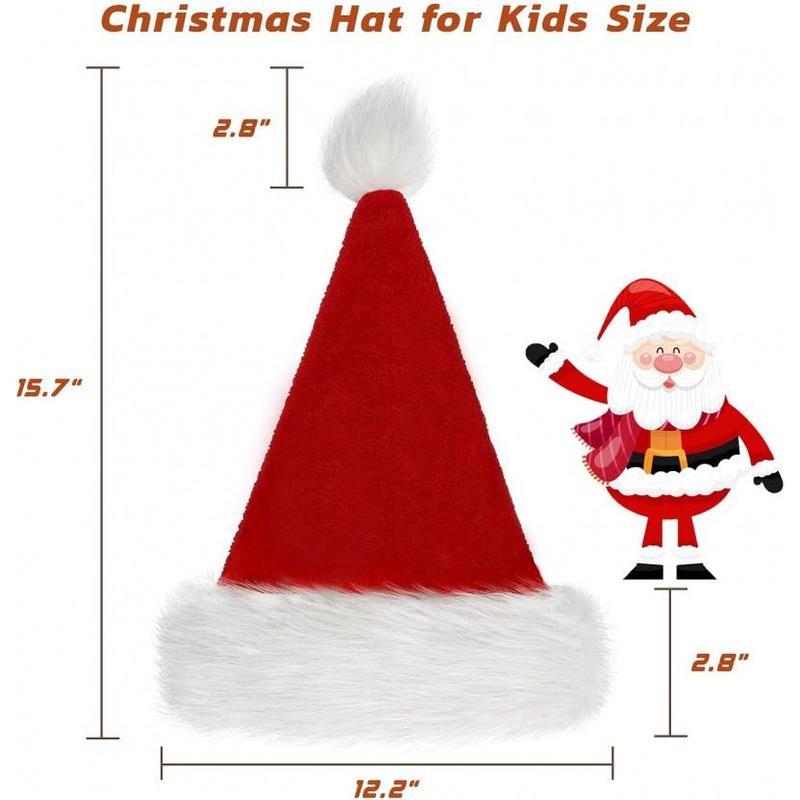 Christmas Hat, Santa Hat Holiday for Adults Unisex Velvet Comfort Extra Thicken Fur Xmas Hat for New Year Festive Party