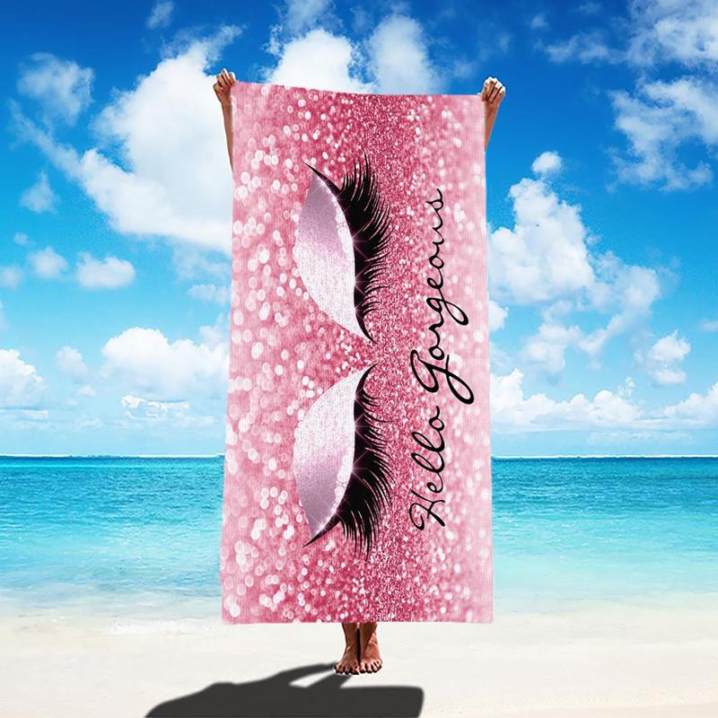 Eyelash Pattern Beach Towel, Beach Blanket, Mat, Lightweight Quick Drying Beach Towel, Water Absorbent Towel for Swimming, Camping and Outdoor Activities, Beach Trip, Travel Essentials, Vacation Sets, Swimsuit for Women 2024, Gifts