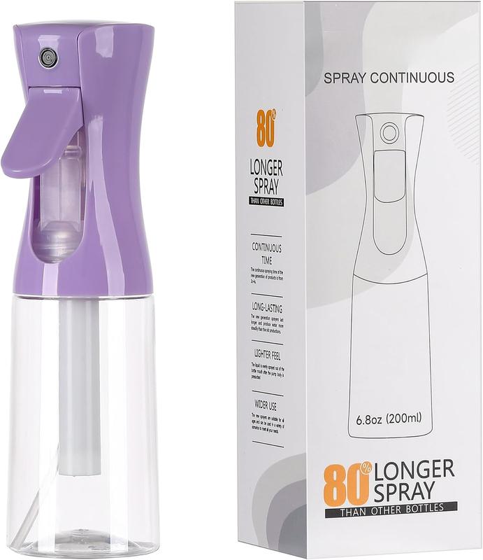 Ultra-Fine Continuous Spray Bottle (200ml 6.8oz) for Hair Styling, Skin Care, Plant Watering, and Cleaning - Refillable and Durable Mist Sprayer