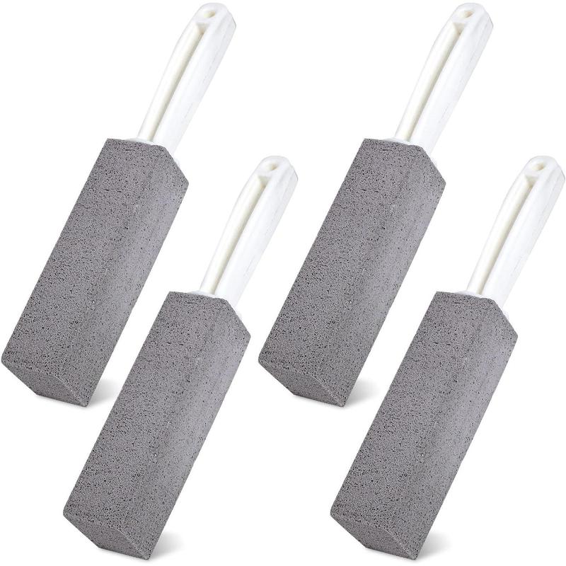 4 counts Pumice Cleaning Stone with Handle, Pumice Stone for Toilet Bowl Cleaning, for Cleaning Toilets, bathtubs, Grills, Swimming Pools, Sinks. Brush